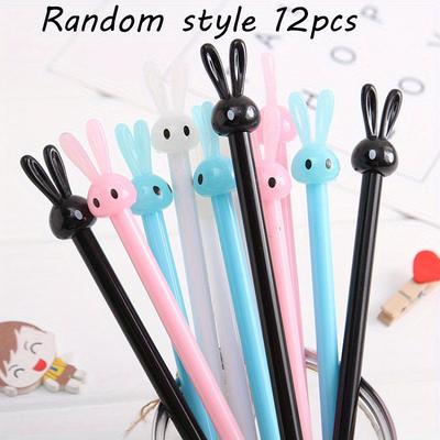 12pcs 0.5mm Cartoon Stationery Bunny Gel Pen Cute Long Ears Rabbit Signature Pen Creative Student Water Pen School Season