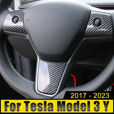 For Tesla Model 3 Y 2017 2018    2022 2023 2024 Car Steering Wheel Sequins Frame Sticker Decoration Cover Case