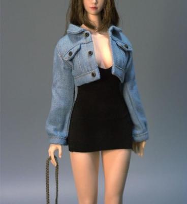 Toy Hobby Action Figure for TBLeague Body DMTOYS Beautiful Women Fashion Sexy Crop Denim Jacket and Black Dress Not Include Head and [TOYBARJAPAN] 1/6