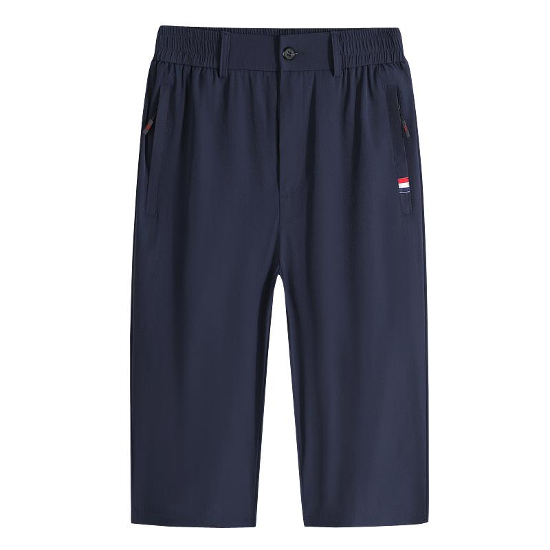 Summer New Cropped Pants Men's Large Size Loose Ice Silk Quick-drying Shorts Sports Beach Pants Mid-length Pants Breathable Pants