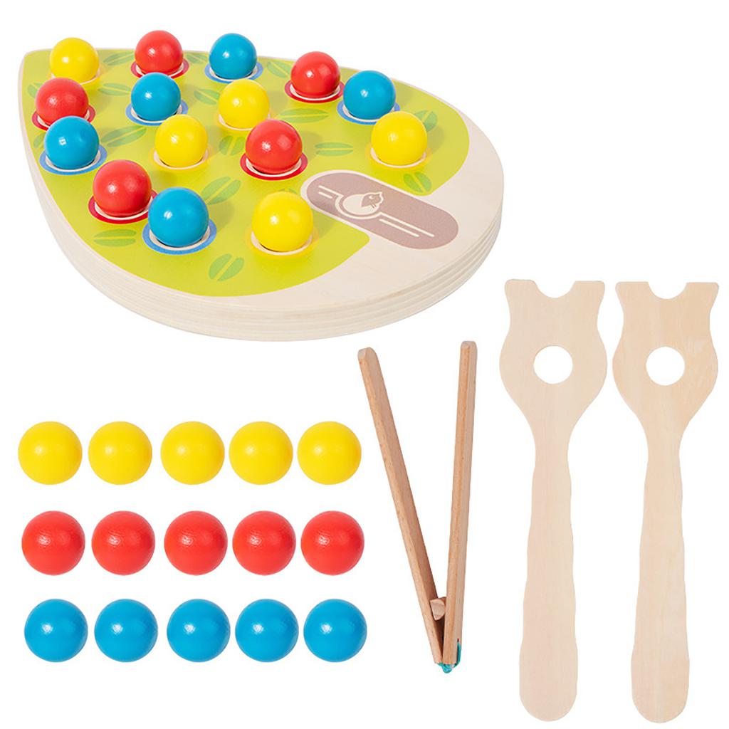 Wooden Fun Color Matching Clip Beads Exercise Concentration Training Parent-child Interactive Table Game Educational Toys