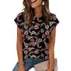 Damen Modisches Lässiges Retro-Print T-Shirt mit lockerem Schnitt