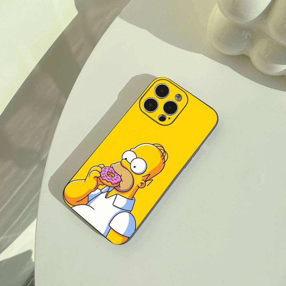 

Симпсоны - Смешной мультяшный чехол для телефона iPhone 17, 16, 15, 14, 13, 12, 11 Pro Max, Легкий и практичный, Мягкий черный чехол iPhone16promax