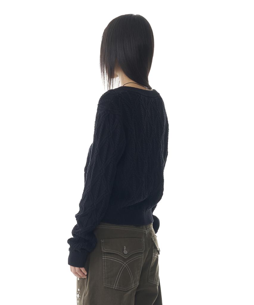 Aakam Sun Button Pattern Cardigan (Black)