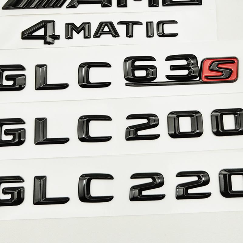 3d ABS Black Logo GLC 43 63 63S 200 220 300 Emblem Car Rear Trunk Letters Sticker for Mercedes Benz X253 GLC Class Accessories