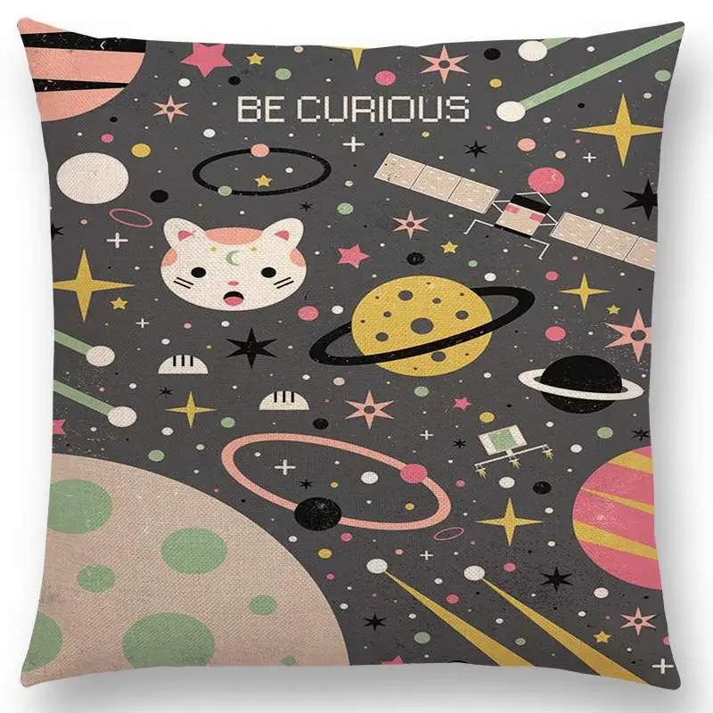 Neueste Schwarzer Hintergrund Mond Sterne Meteor Sternbild Galaxie Sofa Kissenbezug Katze Bär Hase Reh Vogel Kissenbezug