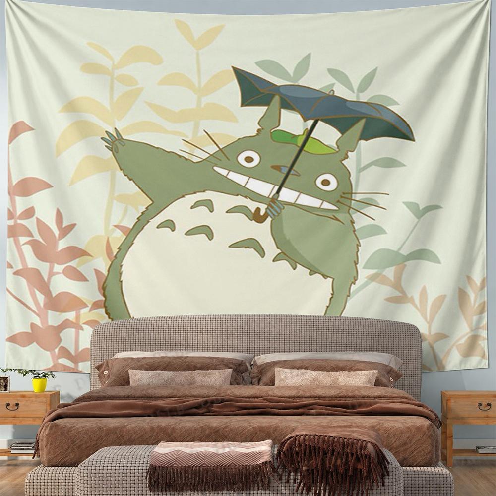 Totoro My Neighbor Totoro Holding Umbrella Wall Tapestry Cute Ghibli Anime Decor for Kids Bedroom Gift