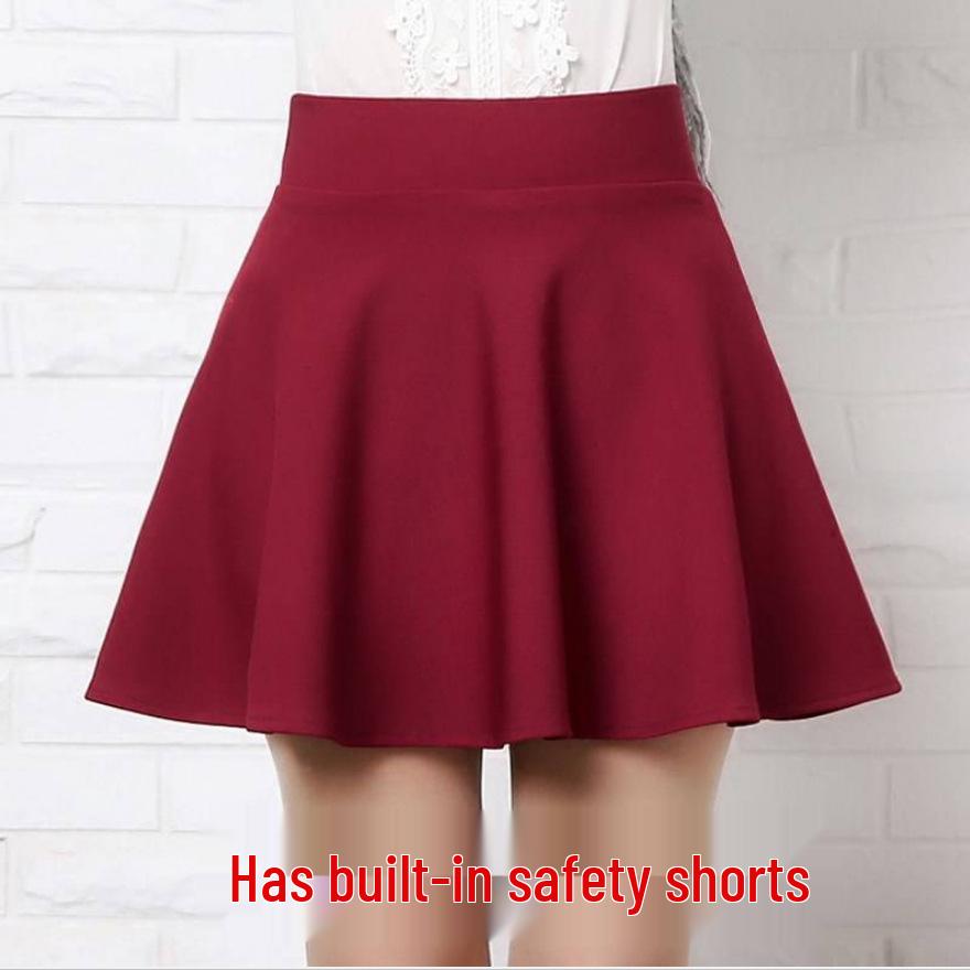 A-line Pleated Midi Skirt - Korean Style, Black High Waist, Slimming, Versatile, Spring/Summer 2025 Fashion for Women