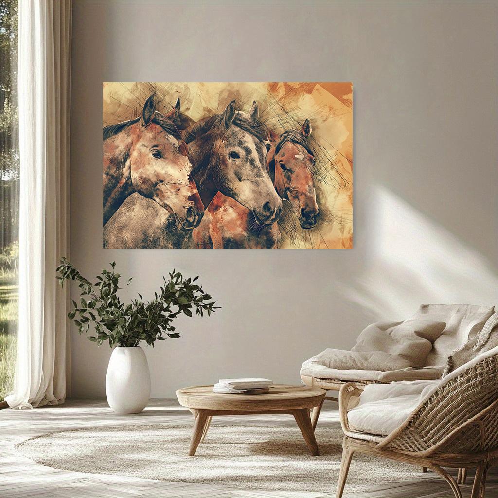 Classic Animal Running Horse Landscape Art Poster Canvas Painting Wall Prints Picture for Living Room Home Decor