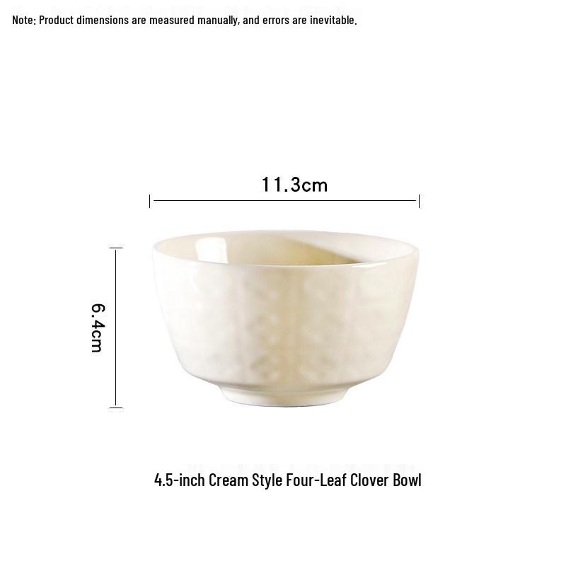 Set of 10 Ceramic Underglaze Rice Bowls - Cream Style, Ideal for Soup and Noodles (2025 New Design)