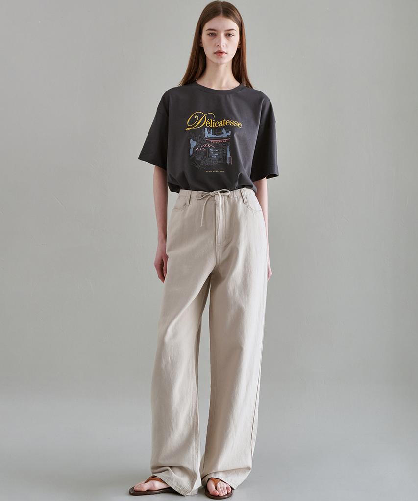 MALOUPE 9160 Linen Wide Pants (Beige)