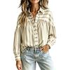 Women's Vintage Striped Button Down Shirt Long Sleeve Loose Fit Collared Top Casual Blouse for Everyday Wear