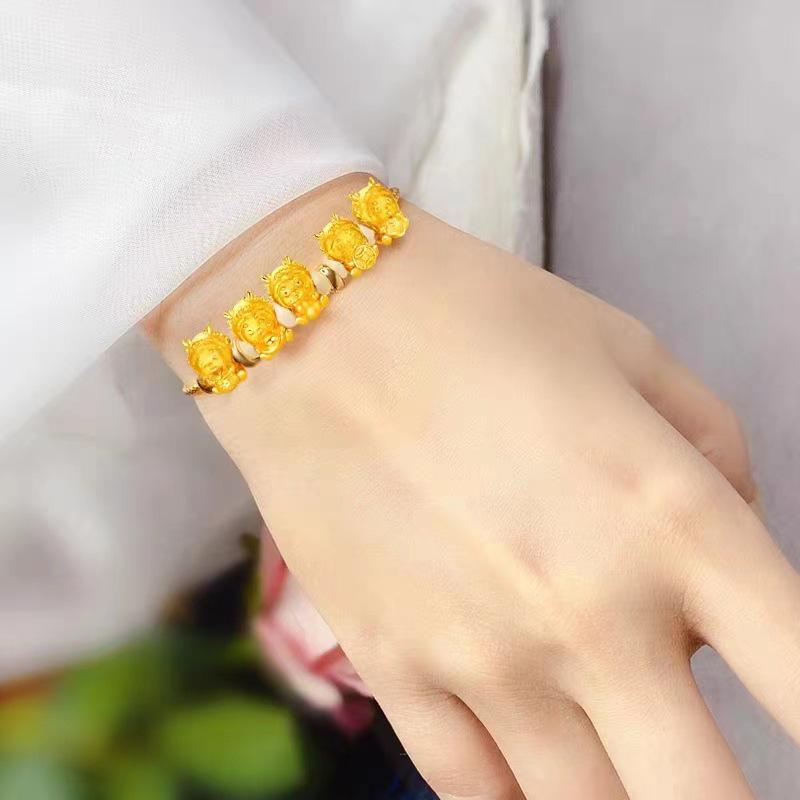 Gold-Plated Zodiac Dragon Red String Bracelet