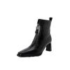 Modne NOWE Jesienne Damskie Buty Kwadratowy Nosek Buty na Wysokim Obcasie Buty ze Skóry Dzielonej dla Kobiet Eleganckie Nowoczesne Buty Codzienne Buty na Zamek