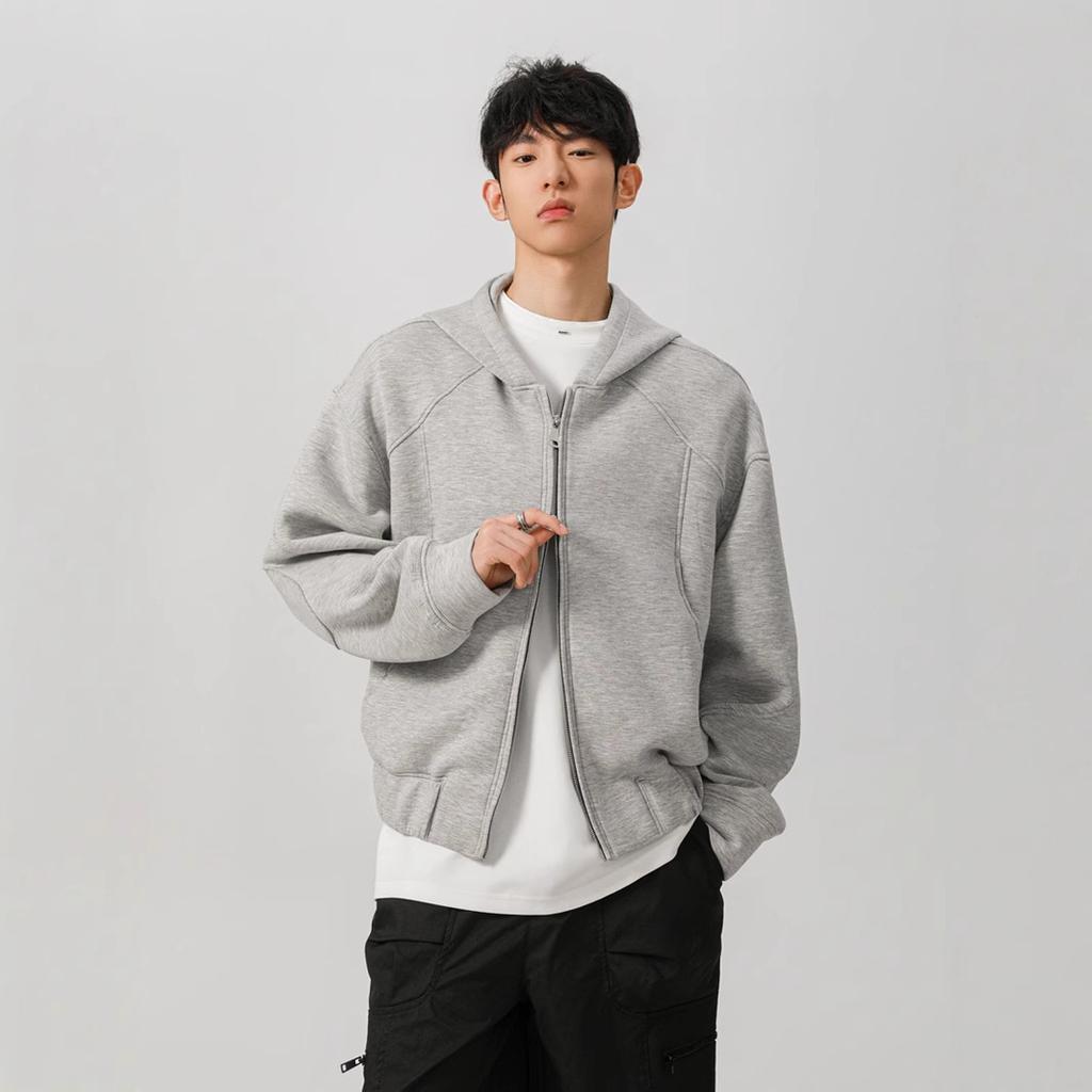 Short Hooded Double Zipper Cardigan Sweater Men's Winter Tide Brand Jacket Clothes