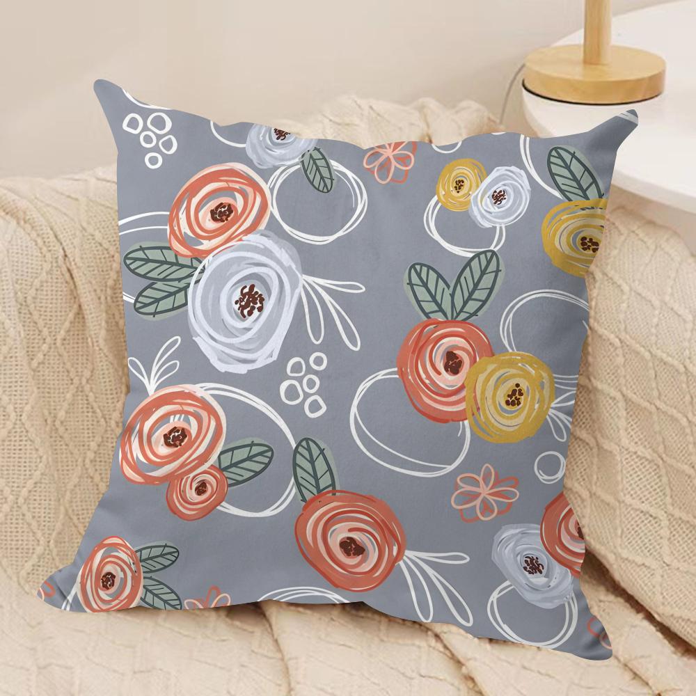 Simple And Elegant Flowers Cushion Cover Pillowcase Ultra Soft Skin Friendly Fabric Cloud Like Comfort  Concealed Zipper
