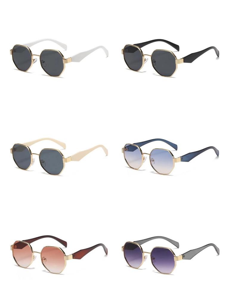 Polygon Metal Sunglasses: High-End, Versatile Retro Square Frame for European & American Street Style Fashion