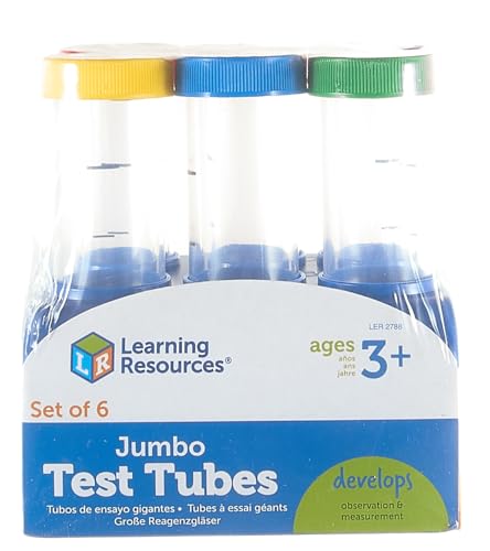 Learning Resources Kids' Jumbo Test Tubes with Stands, Set of 6, LER2788, Authentic