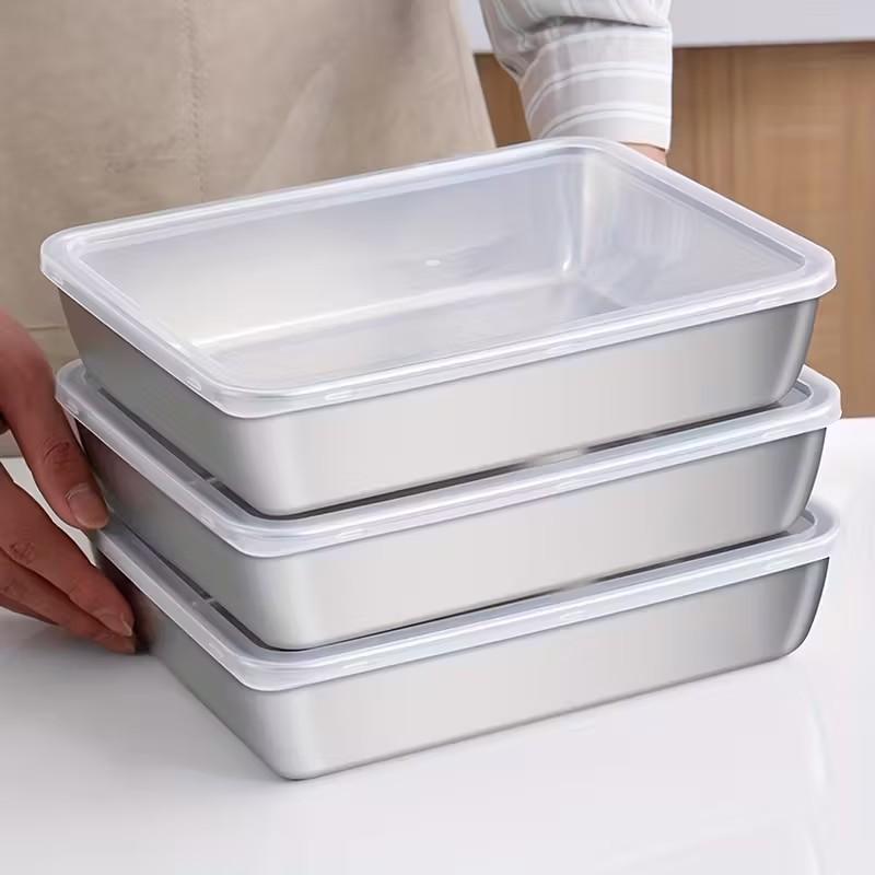 1pc Stainless Steel Food Storage Containers with Airtight Lid, Fresh-keeping Box, Leak Proof, Reusable, Multipurpose Use