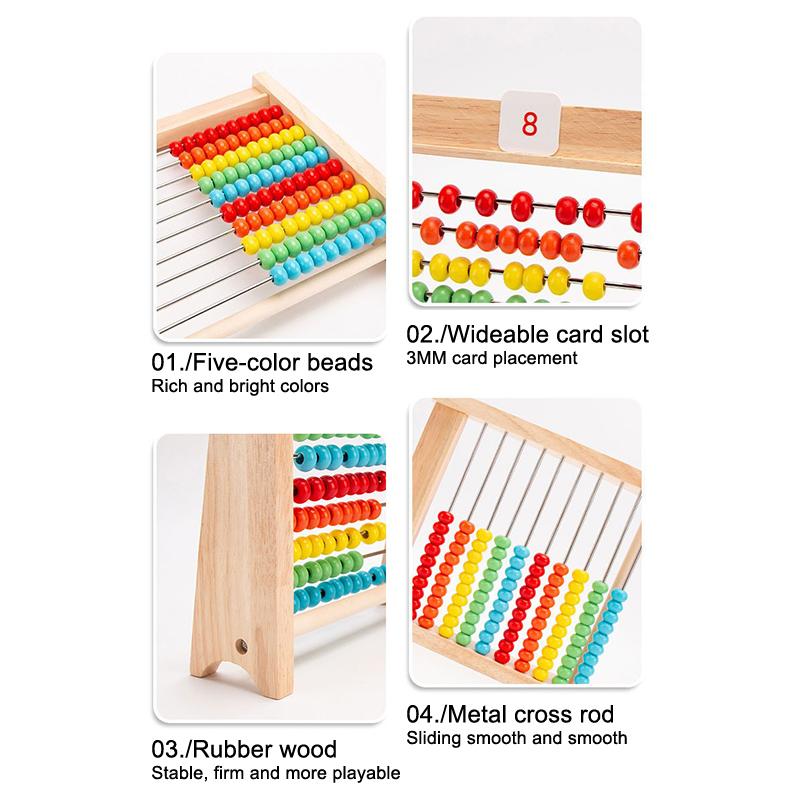 Wooden Counting Toy Abacus Montessori Education Math Toy Children Rainbow Counting Beads Addition Subtraction Operation Learning