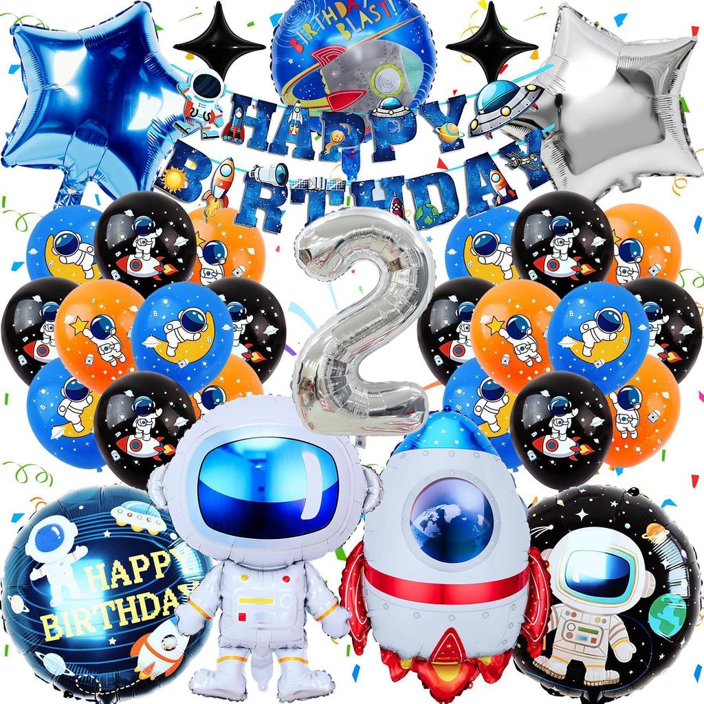 Astronaut Balloon Set, Astronaut Aluminum Film Balls, Birthday Party Decoration Balloons for Boys and Girls