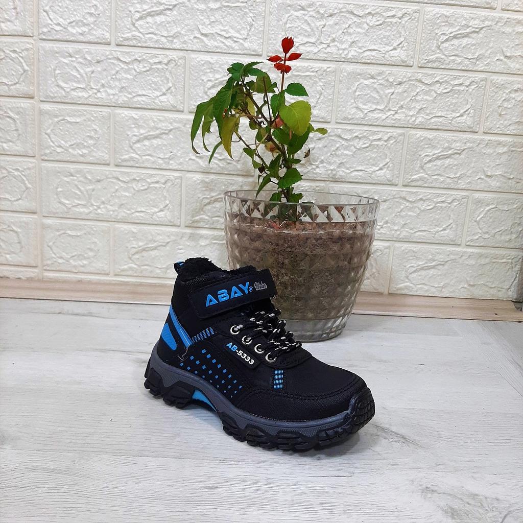 Abay 5353 Černo-modré protiskluzové boty na suchý zip pro chlapce