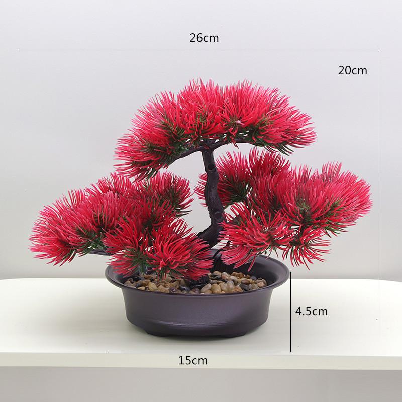 Plastics Changpai Scotch Pine Thuja Sutchuenensis Green Plant With Pot And Stone