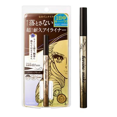 Heroine Make Prime Liquid Rich 02 Brown Brush Made In Waterproof Removes with Warm Water Eyeliner, Keep, Black, 0.4mL, 0.1mm Tip, Japan, Ultra-Fine