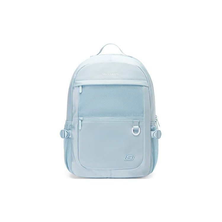 Skechers Casual Versatile Zipper Closure Fabric Backpack Large Size Unisex Backpack Light-Blue L124U071-022G Baby Light Blue,Large