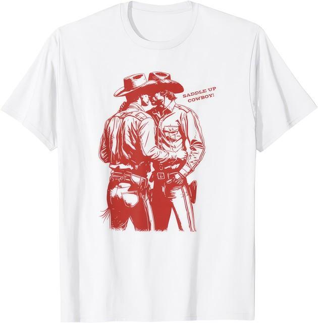 Retro Funny Saddle Up Cowboy Gay Trans Rights LGBT Pride Western Graphic T Shirt