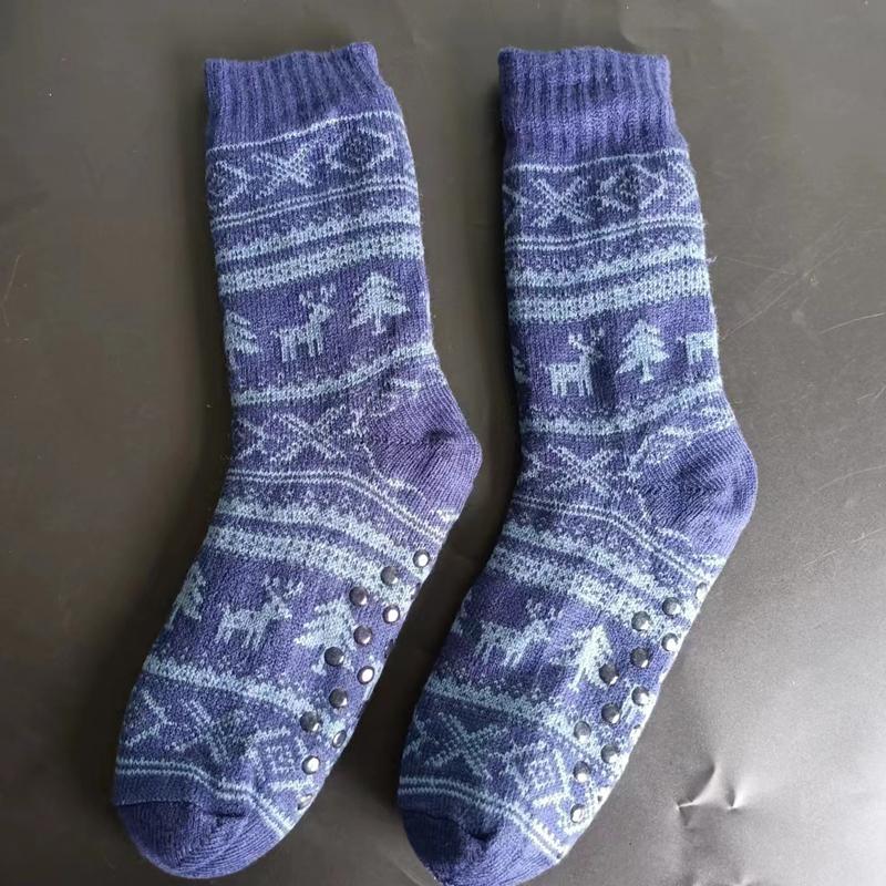 Winter Socks Mens Plush Thermal Leopard Warm Short Plus Velvet Non Slip Fluffy Floor Fuzzy Sock Male Camouflage Gift Christmas