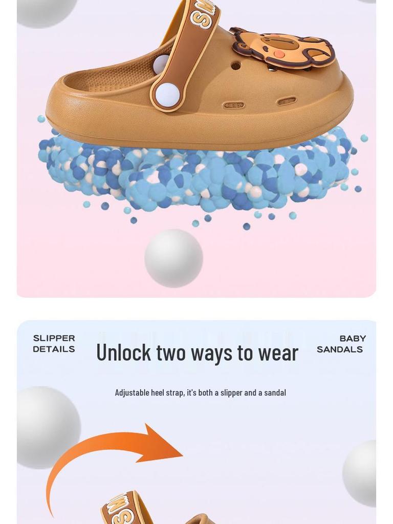 Dětské letní pantofle Capybara: Protiskluzové, prodyšné pantofle s uzavřenou špičkou pro chlapce a dívky