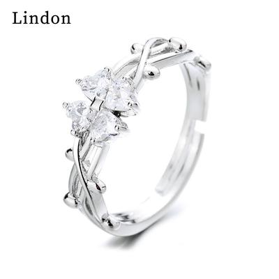 Lindon Classic Copper Alloy Zircon Ring Ladies Jewelry Wedding Promise Party Gift