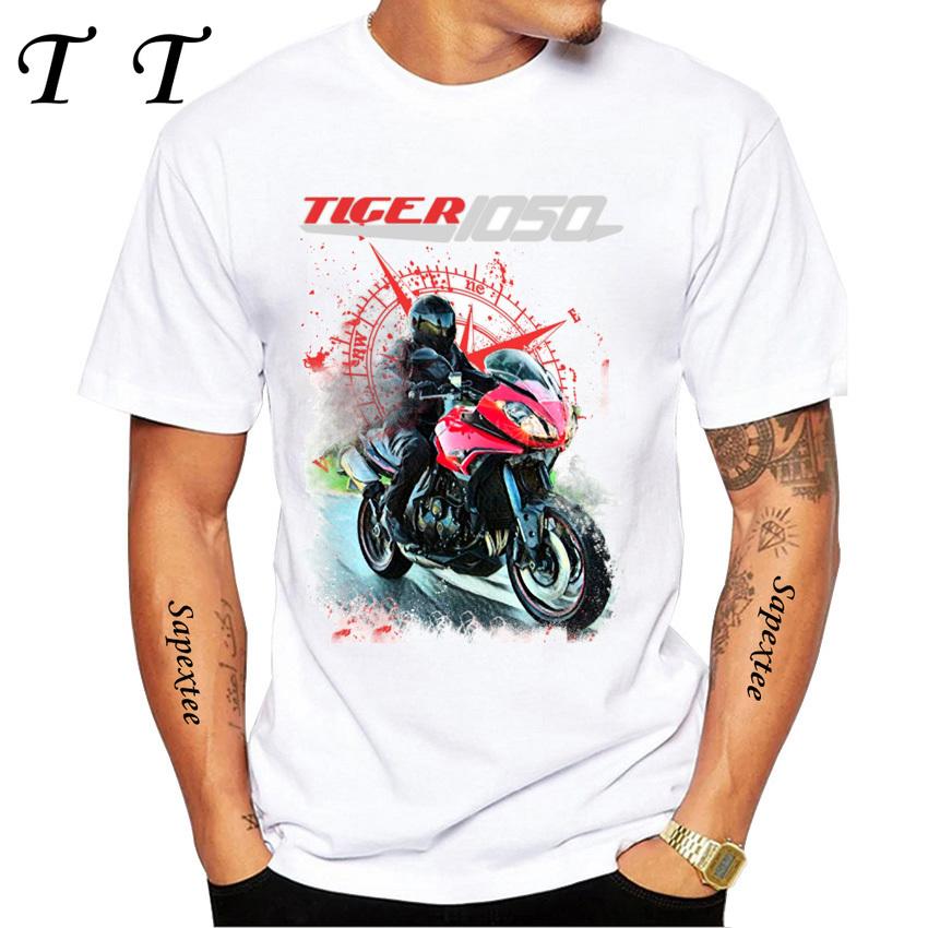 

Tiger 800 900 1200 Moto Riding T-Shirt New Summer Men Short Sleeve Motorcycle Sport Print White Shirt Casual Boy Rider Tees 4XL