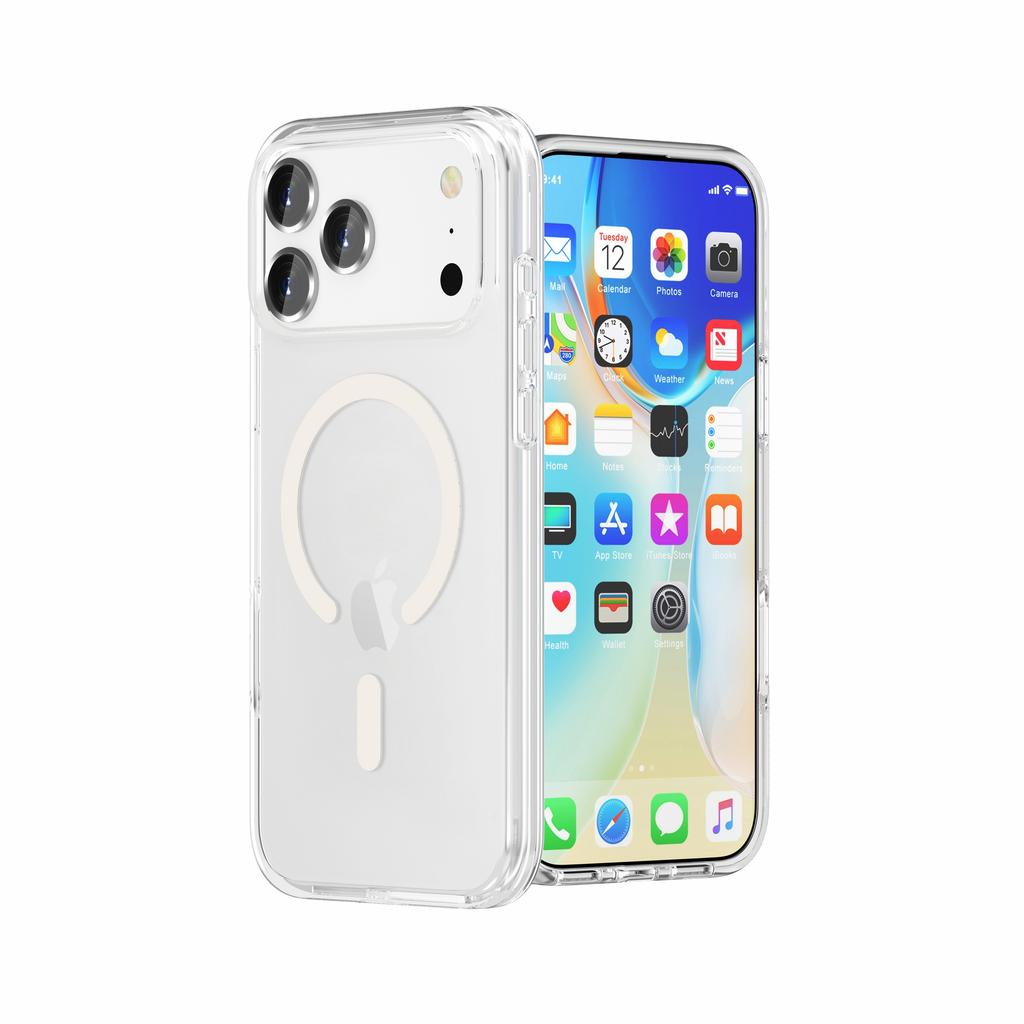 For iPhone 17 Pro Max Magnetic Case Compatible with MagSafe PC + TPU Clear Phone Cover
