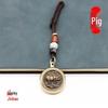 Rotating Brass Zodiac Signs Vermilion Gourd Keychain for Wealth & Treasures