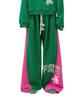Yankoaleupeu American Rabbit Double-Pleat Sweatpants - Green/Magenta Pink
