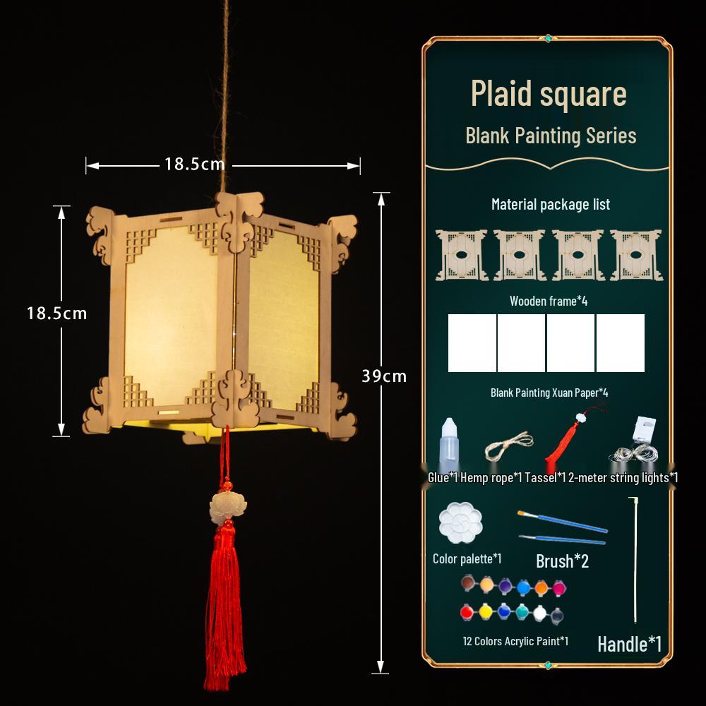 2025 Mid-Autumn Festival DIY Children's Paper Lantern Set - Handcrafted Luminous Xuan Paper Lanterns with Floral and Rabbit Palace Designs