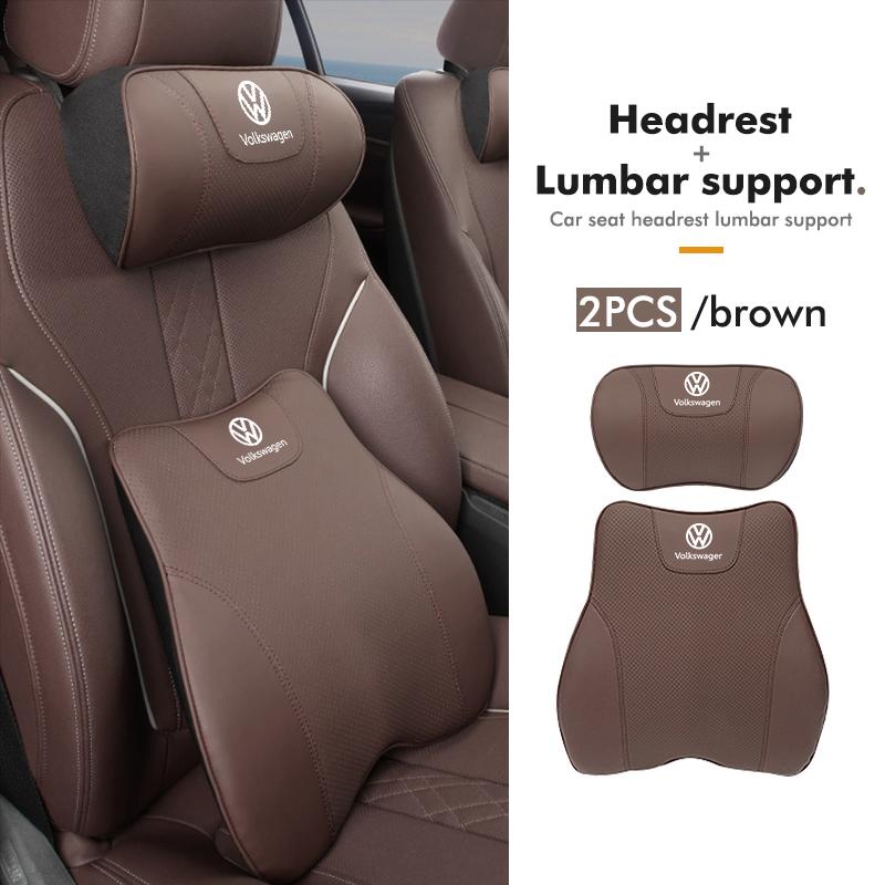 Valve Stems Caps For Volkswagen VW Car Back Pillow Napa Leather Memory Cotton Headrest Lumbar Support Scirocco Passat Polo B5 B6 QQ2