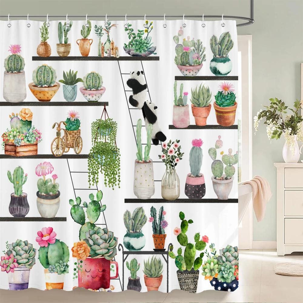 

Green Leaves Plant Flowers Shower Curtain 180cm*180cm with Hooks, Floral Waterproof Shower Curtain, Shower Curtains for Bathroom W90xH180cm