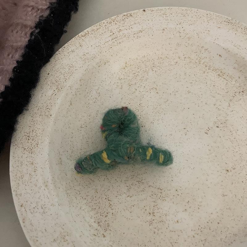 Mini Small Size Grab Clip French Colored Wool Winding Grab Clip Dot Hair Grab Female Shark Clip