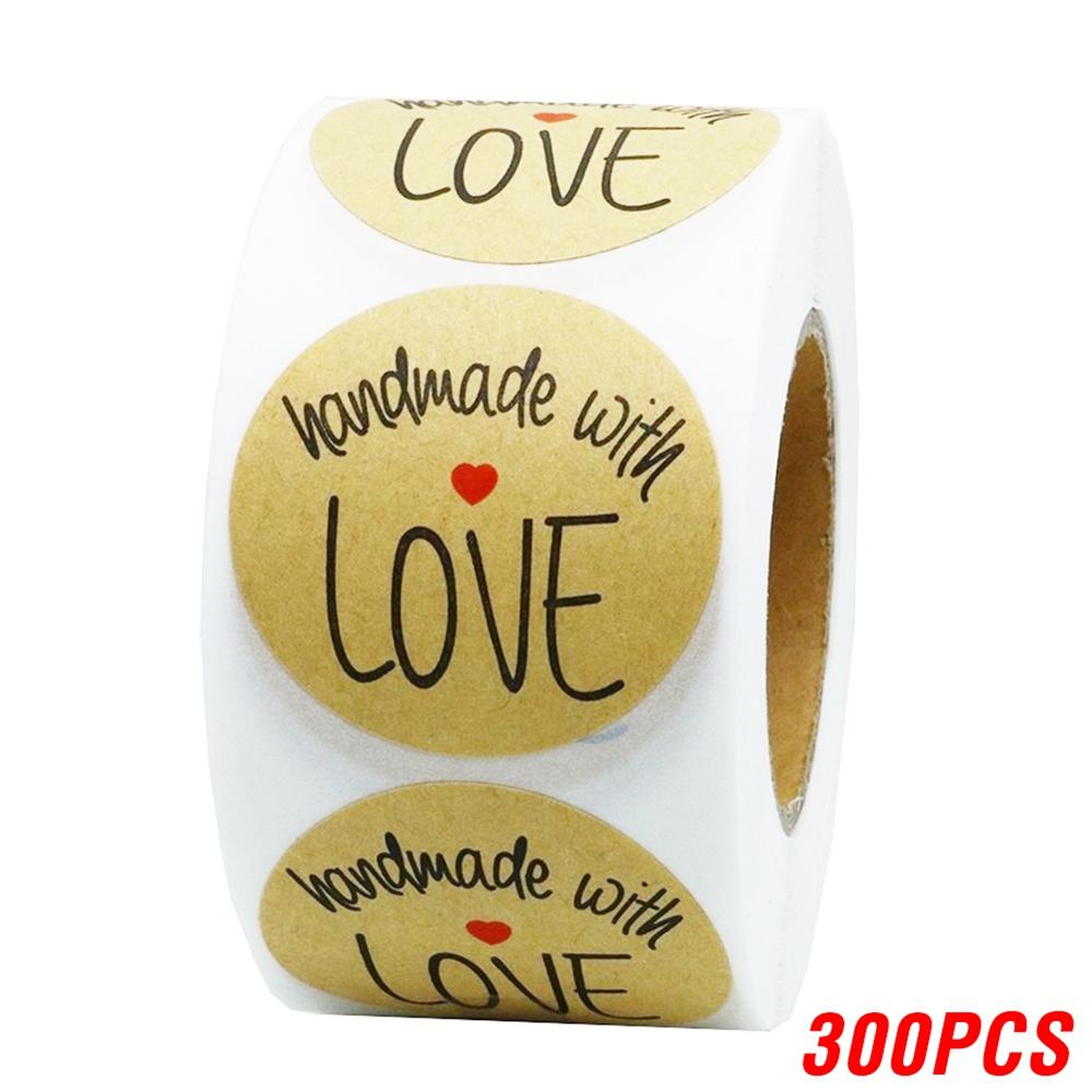 50-500Pcs Kraft Paper Homemade With Love Stickers Scrapbooking For Envelope And Package Seal Labels Sticker Stationery Handmade