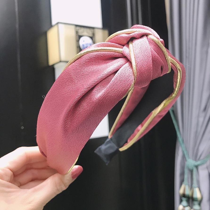 New Satin Fabric Headbands For Women Girls Wide Cross Knot Turban Hairbands Trimmed Hair Hoop Fashion Hair Accessories