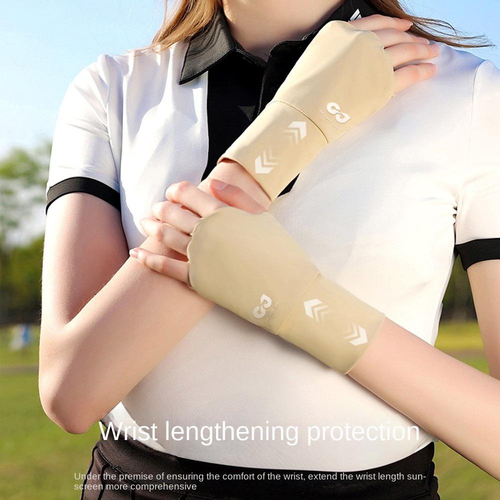 Solid Color Half Finger Golf Gloves Elastic Ice Silk Mittens Breathable Sunscreen Gloves  Summer