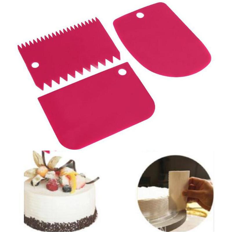 3PCS/Lot Dough Cake Cutter Slicer Spatula for Cake Cream Scraper Pasty Cutters Scraper Irregular Teeth Edge DIY Smoother