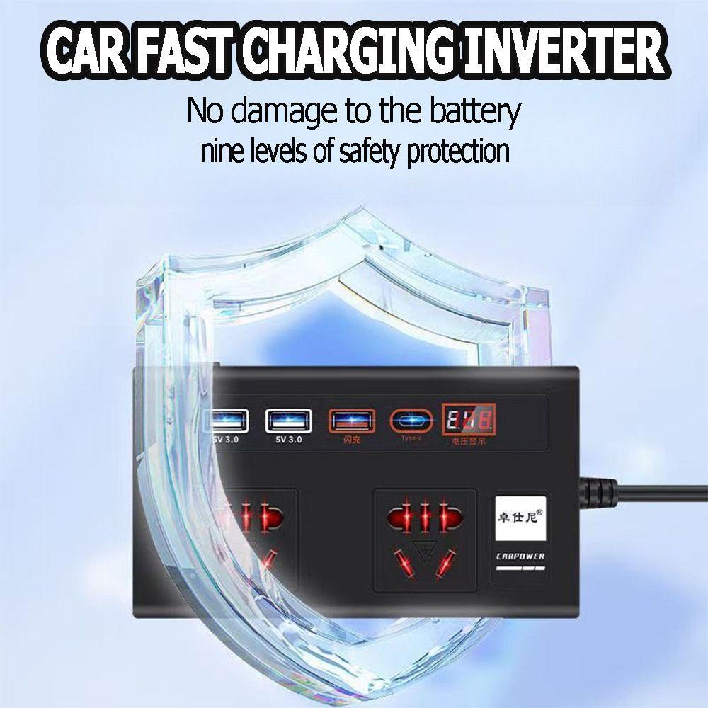 Portable Universal Car Inverter High Power 12V/24V To 220V Power Adapter Multifunction Digital Display Car Converter