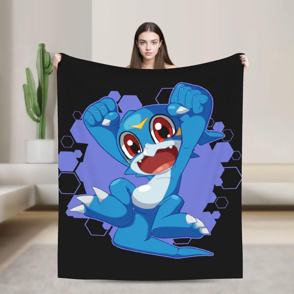 Guilmon Blankets Digimon Nostalgic Anime Wool Vintage Soft Throw Blanket for Bedding Lounge  Winter