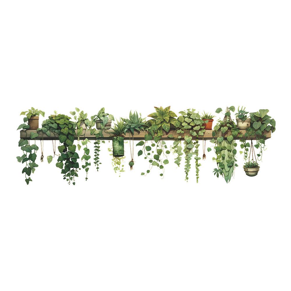 1PCS Small Fresh Green Plant Leaves Study Bedroom Living Room Wall Landscaping Decorative Wall Stickers