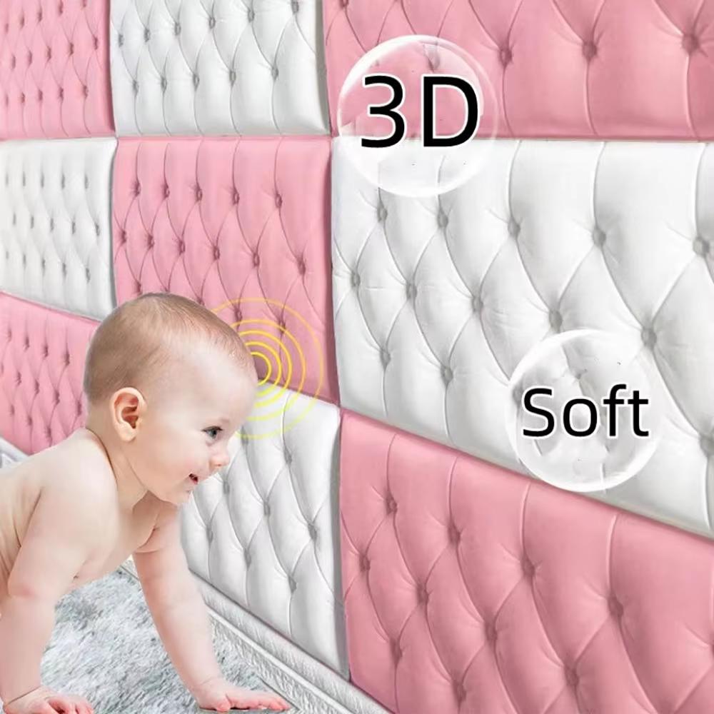 Tatami anti-collision soft foam pad 3D wall sticker wallpaper self-adhesive thick children's bedroom living room wall pad
