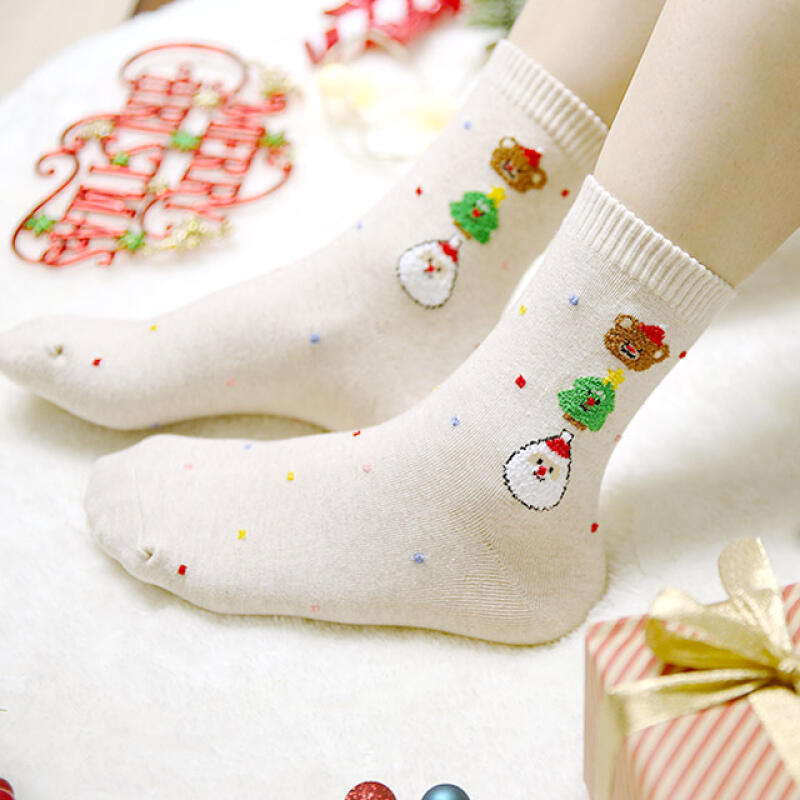 Merry Friends Christmas Socks oatmeal